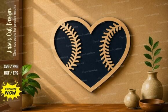 Baseball Heart Art Laser Cut SVG File Guide