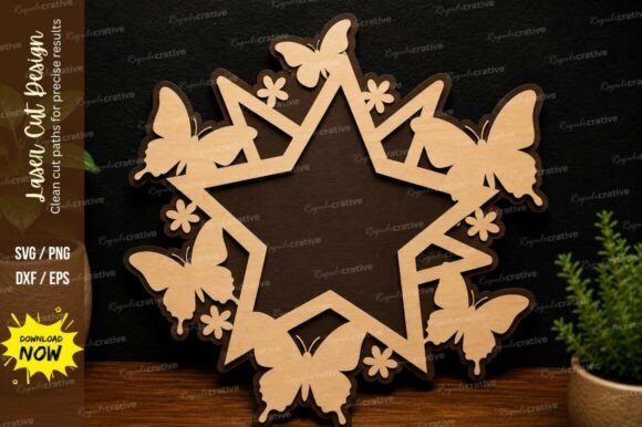 Butterfly Star Frame Laser Cut SVG File Guide