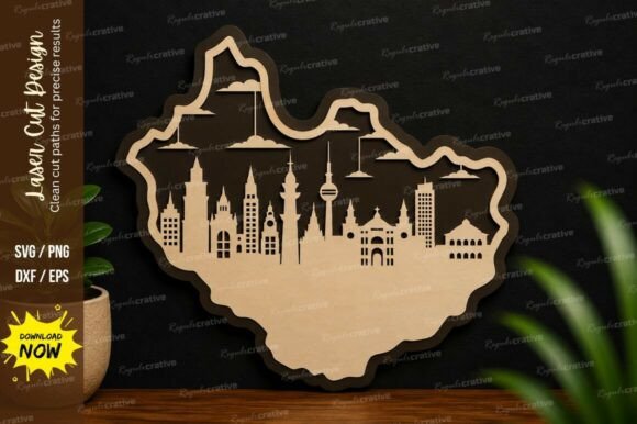 Crafting Cityscapes: Premium SVG Laser Cut Art