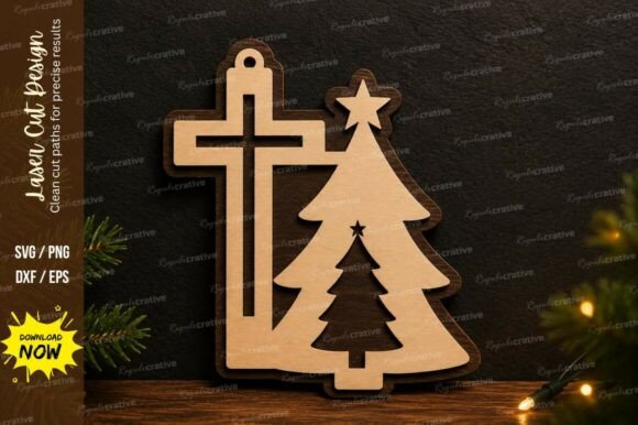 Crafting Tradition: The Modern Appeal of the Cross Christmas Tree Laser Cut SVG Design