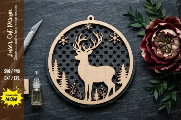 Deer Round Frame Laser Cut SVG for Precision Projects