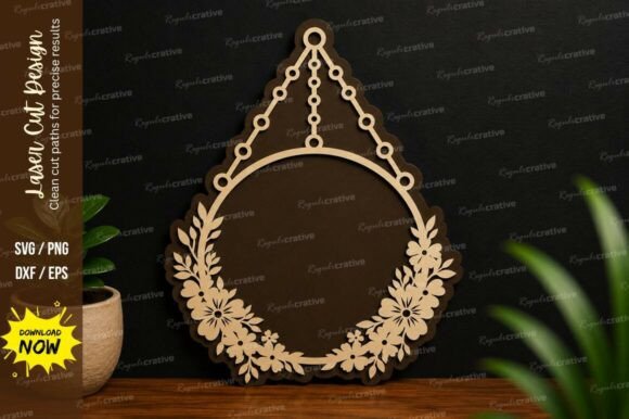 Elegant Hanging Floral Wreath SVG for Laser Crafts