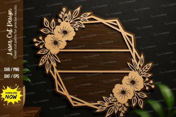 Elevate Your Laser Cutting Projects with a Premium Geometric Floral Frame SVG Hibiscus Design