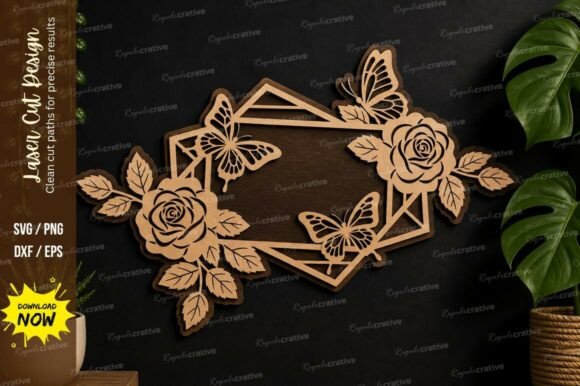Elevate Your Projects with a Premium Floral Geometric Frame Laser Cut SVG File