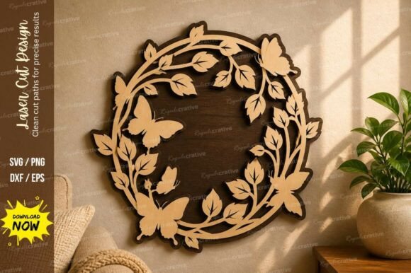 Evaluating the Leaf Butterfly Wreath Laser Cut SVG File for Professional Fabrication