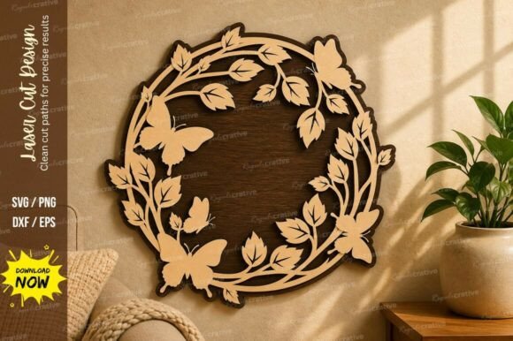 Leaf Floral Circle Frame: A Versatile Laser Cut Design