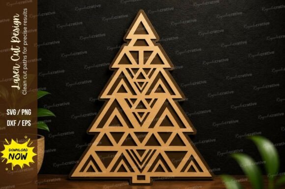 Mastering Precision Holiday Decor with Triangle Pattern Christmas Tree Laser Designs