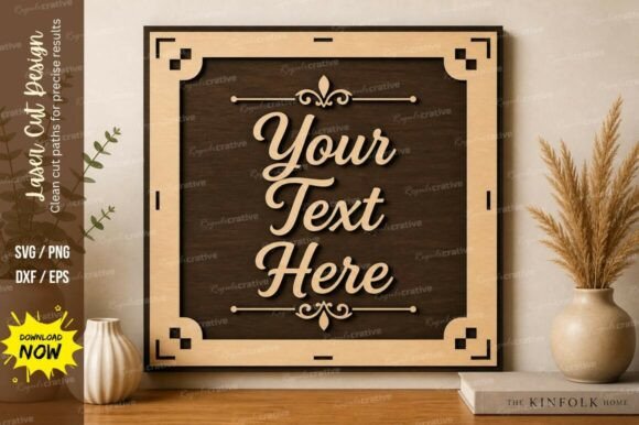 Mastering Precision with Square Text Frame Laser Cut SVG Cutting Files