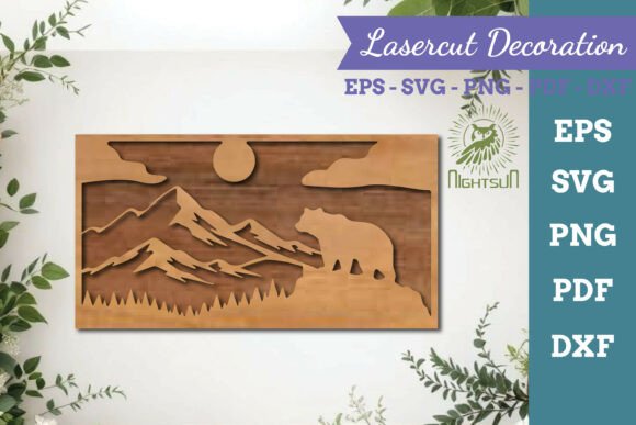 Mountain Bear Lasercut Wall Decor SVG 5