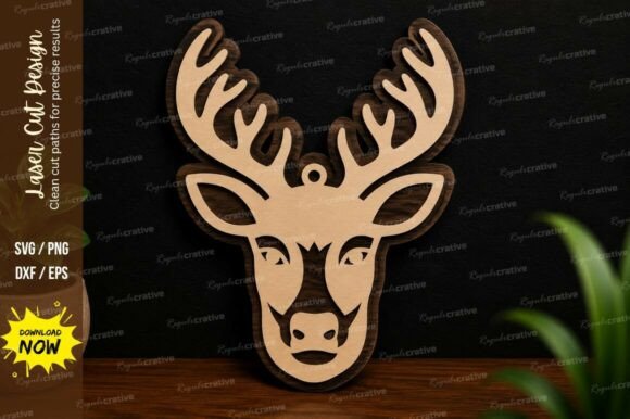 Precision Deer Head Ornament SVG Design