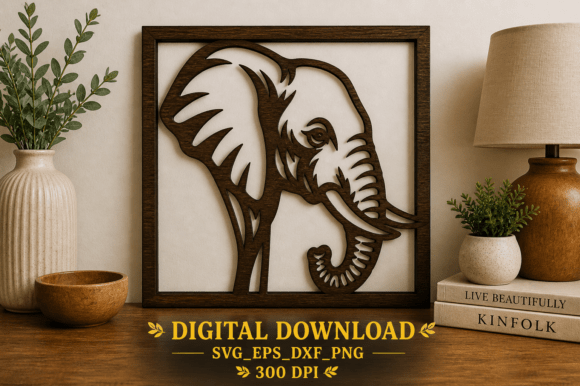 Transform Your Space with Precision Elephant Head Wall Art SVG Laser Cut Files